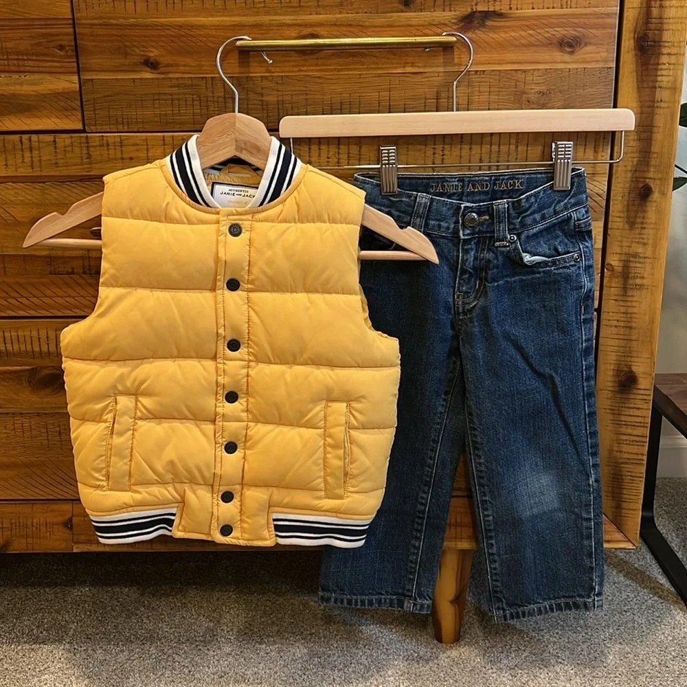 Janie & Jack Boys Outfit Bundle Vest and Jeans